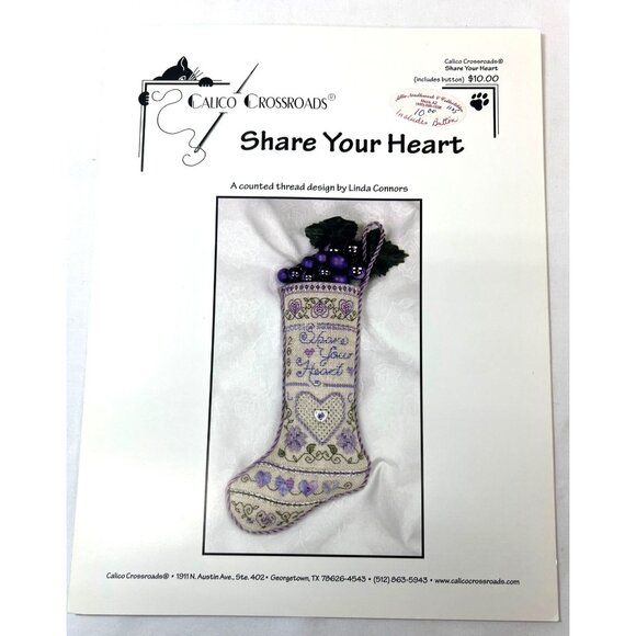 Calico Crossroads Share Your Heart Counted Thread Design By Linda Connors - Picture 1 of 3